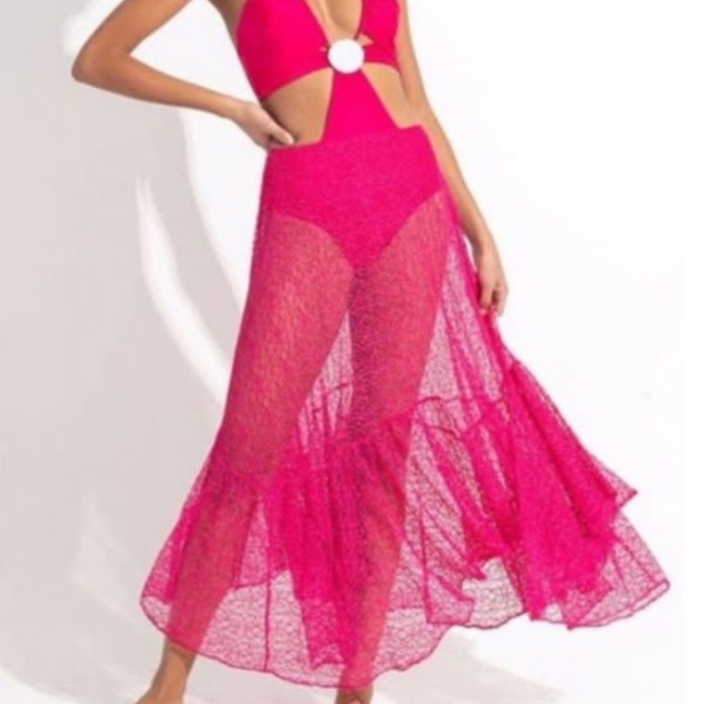 Patbo fucshia pink cutout maxi NWT dress